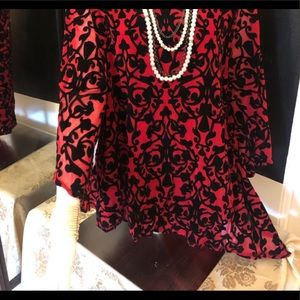 Alfani Nylon red kimono three-quarter sleeve top